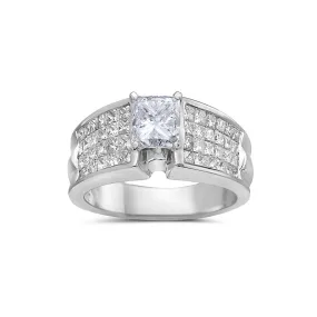 14k White Gold Engagement Ring for Women with 2.45 CT