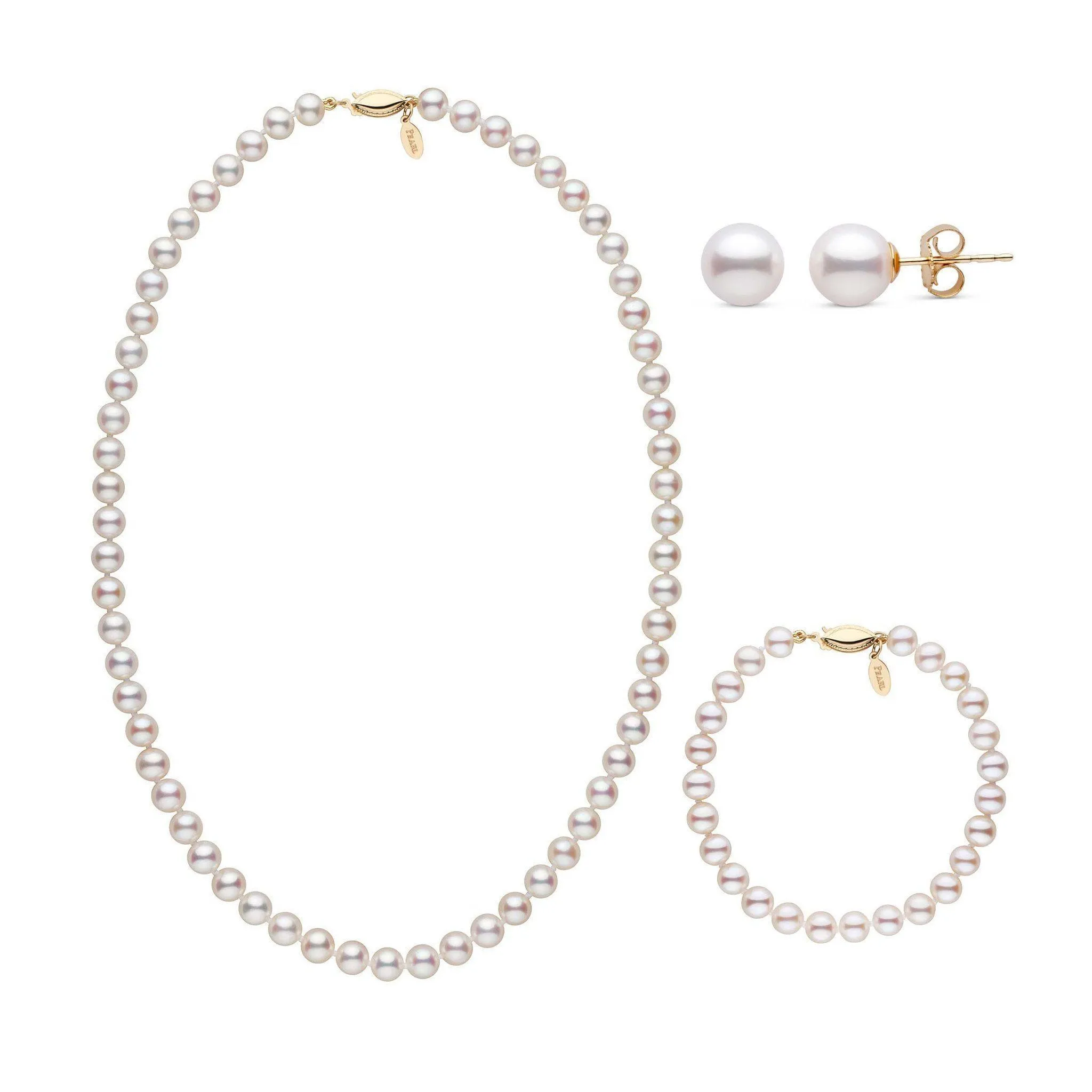 18 Inch 3 Piece 6.5-7.0 mm White Freshadama Freshwater Pearl Set