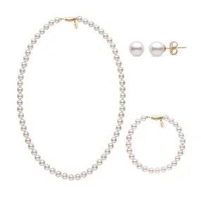 18 Inch 3 Piece 6.5-7.0 mm White Freshadama Freshwater Pearl Set