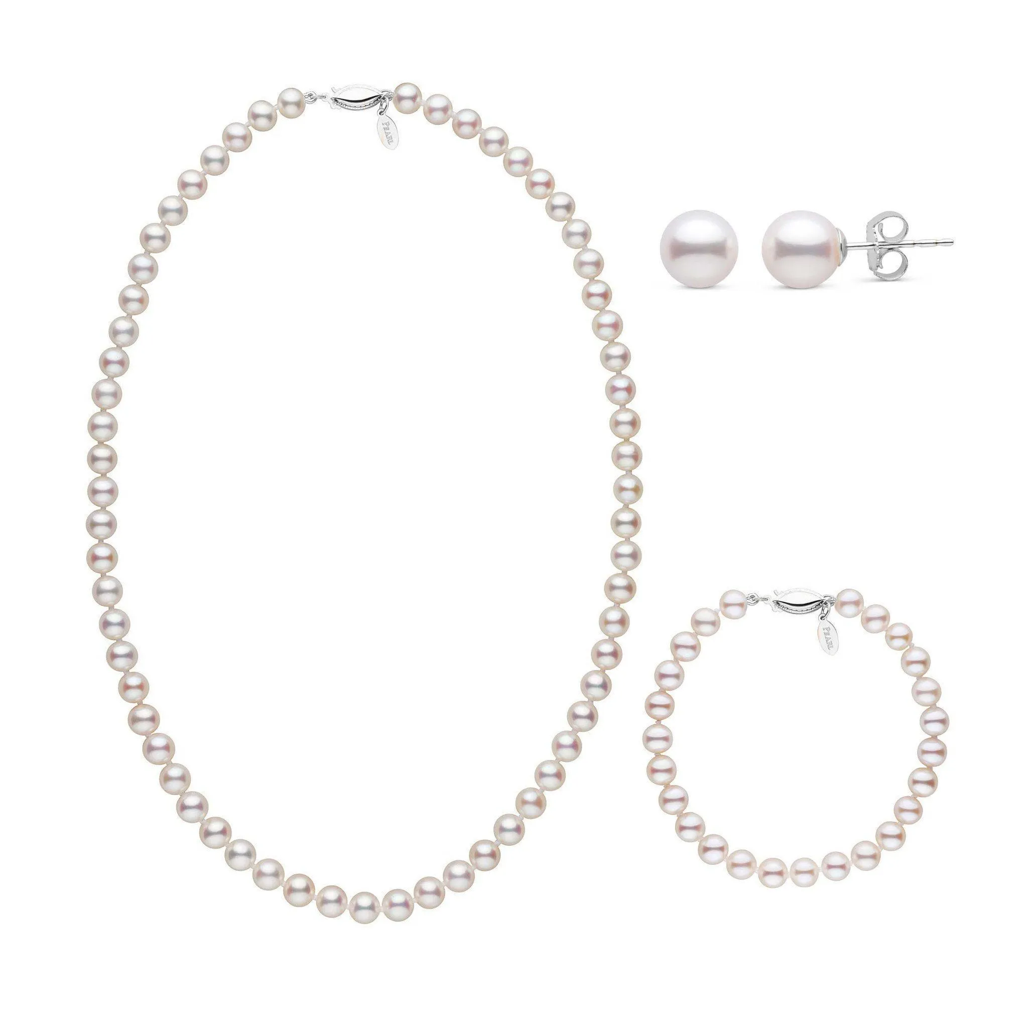 18 Inch 3 Piece 6.5-7.0 mm White Freshadama Freshwater Pearl Set