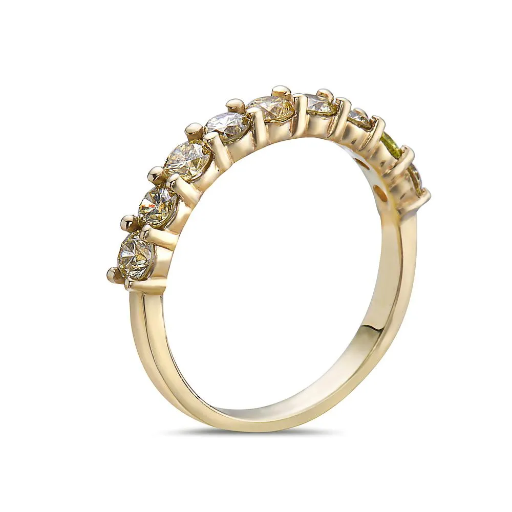 18k Yellow Gold Wedding Band with 1.25 CT Diamonds for Women