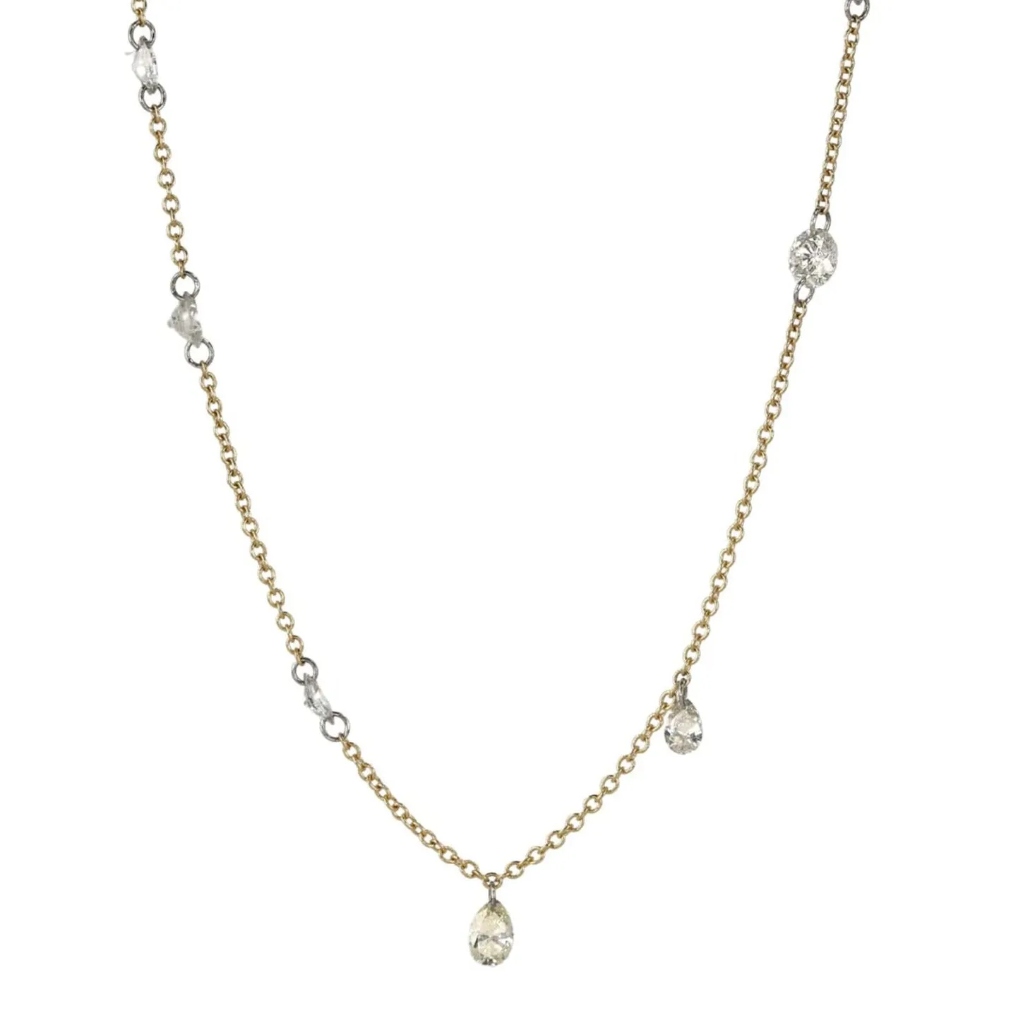 ~1ct Free-Set Marquis, Round, and Pear Shaped Diamond Necklace