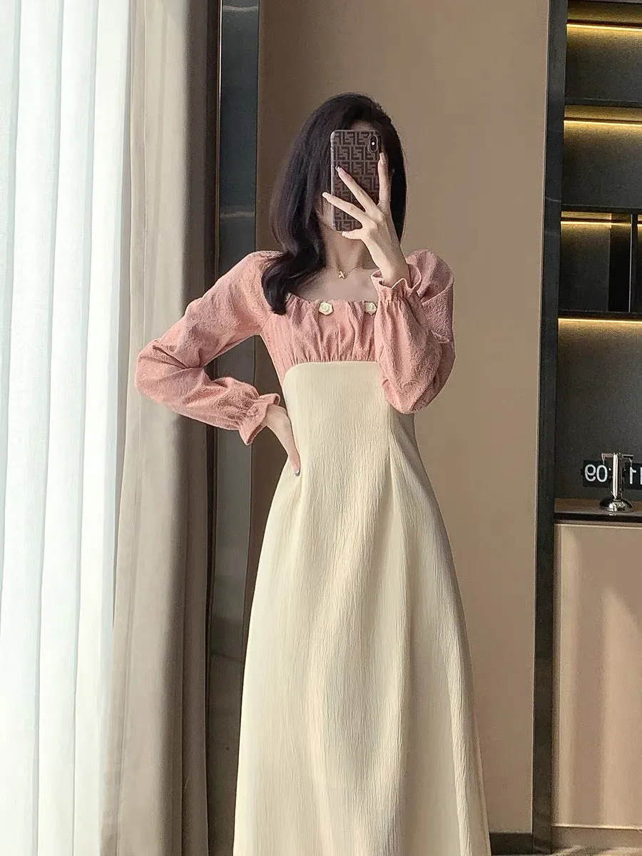 2023 new autumn fashion temperament gentle goddess style sweet girl fairy skirt slim little dress dress