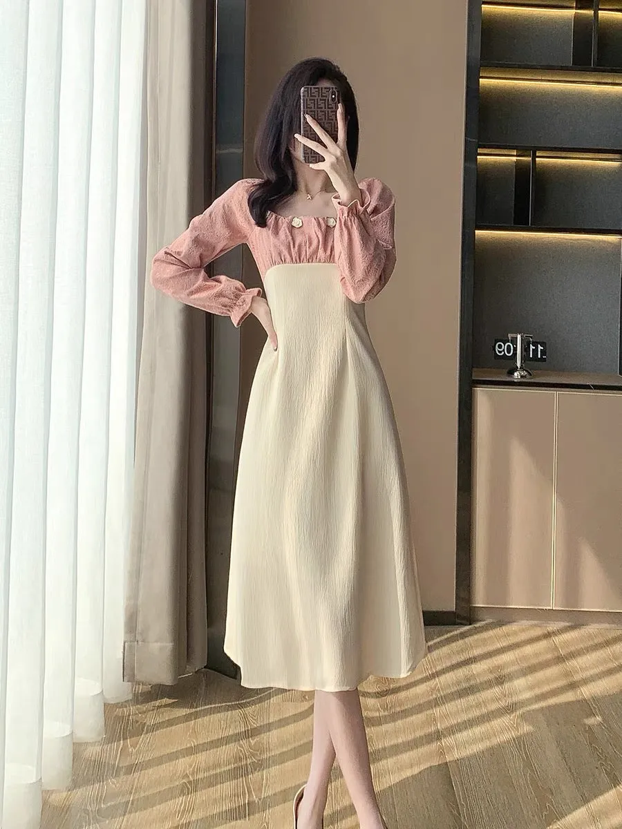 2023 new autumn fashion temperament gentle goddess style sweet girl fairy skirt slim little dress dress