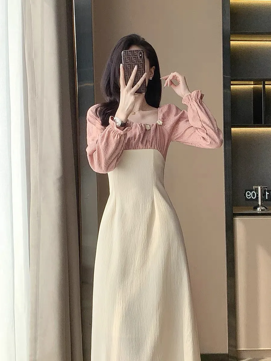 2023 new autumn fashion temperament gentle goddess style sweet girl fairy skirt slim little dress dress