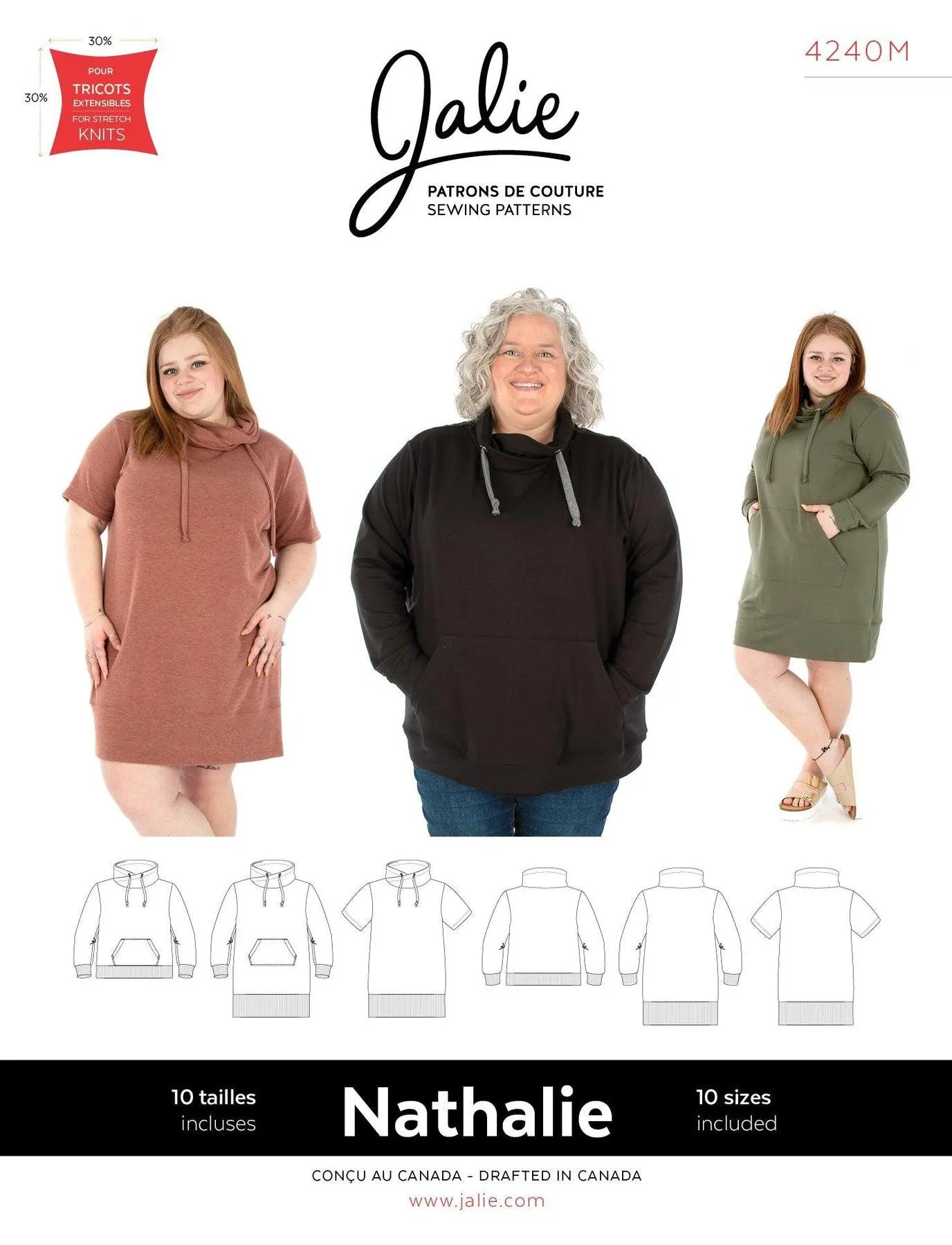 4240 // NATHALIE Wrap funnel neck sweatshirt and tunic