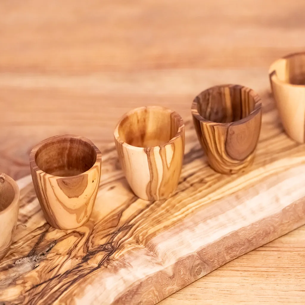 6 Wooden Cup serving set