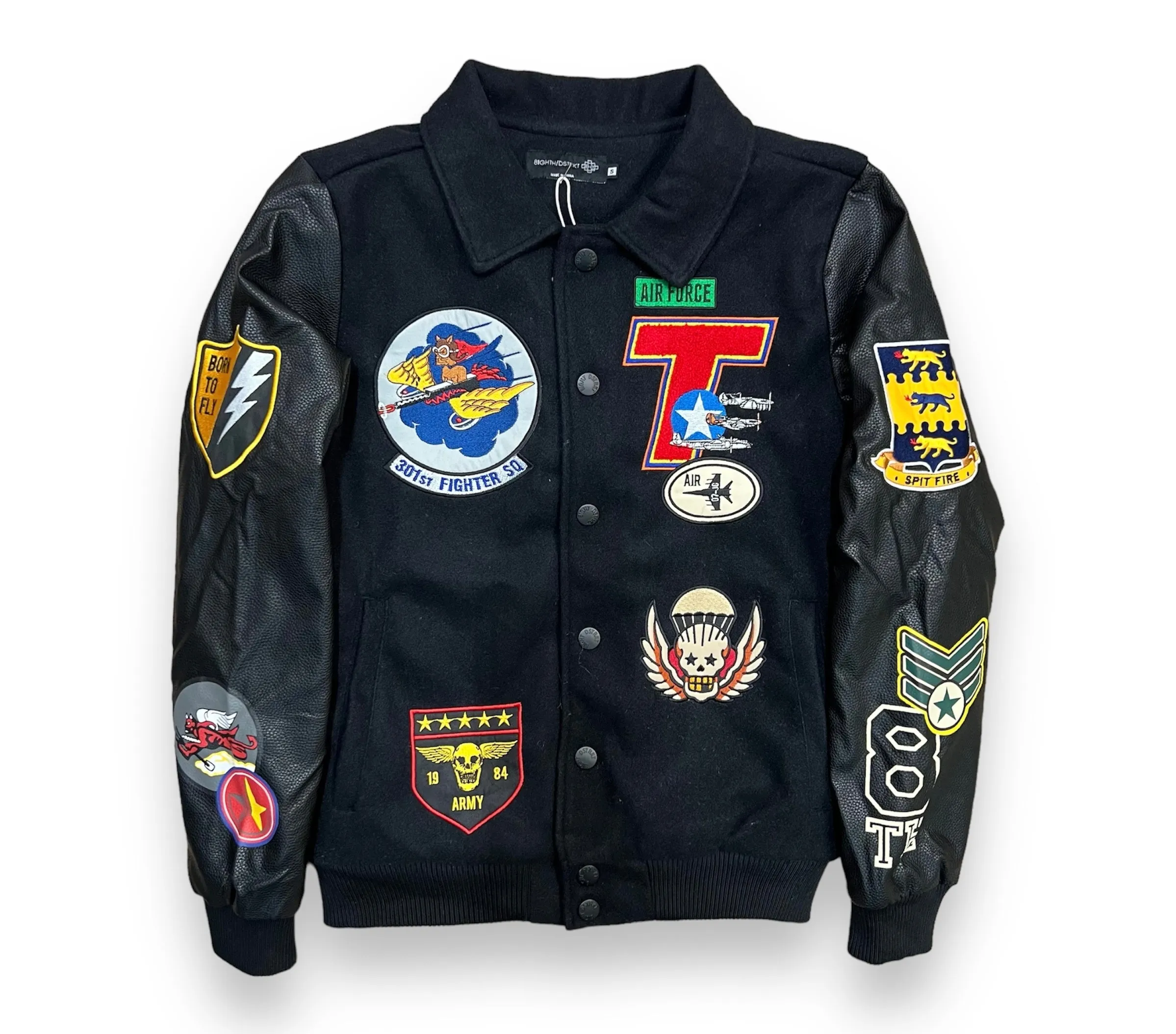 8ight Dstrkt Tuskegee Airmen Black Varsity Jacket