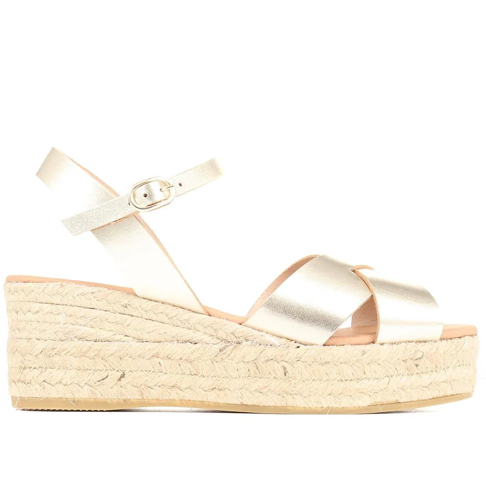 Alaina Leather Espadrille Wedges