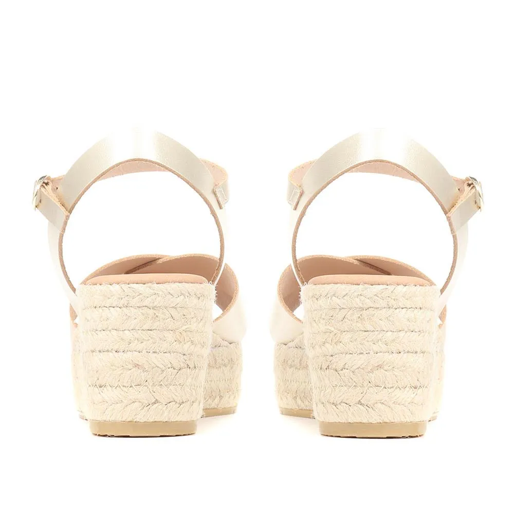 Alaina Leather Espadrille Wedges