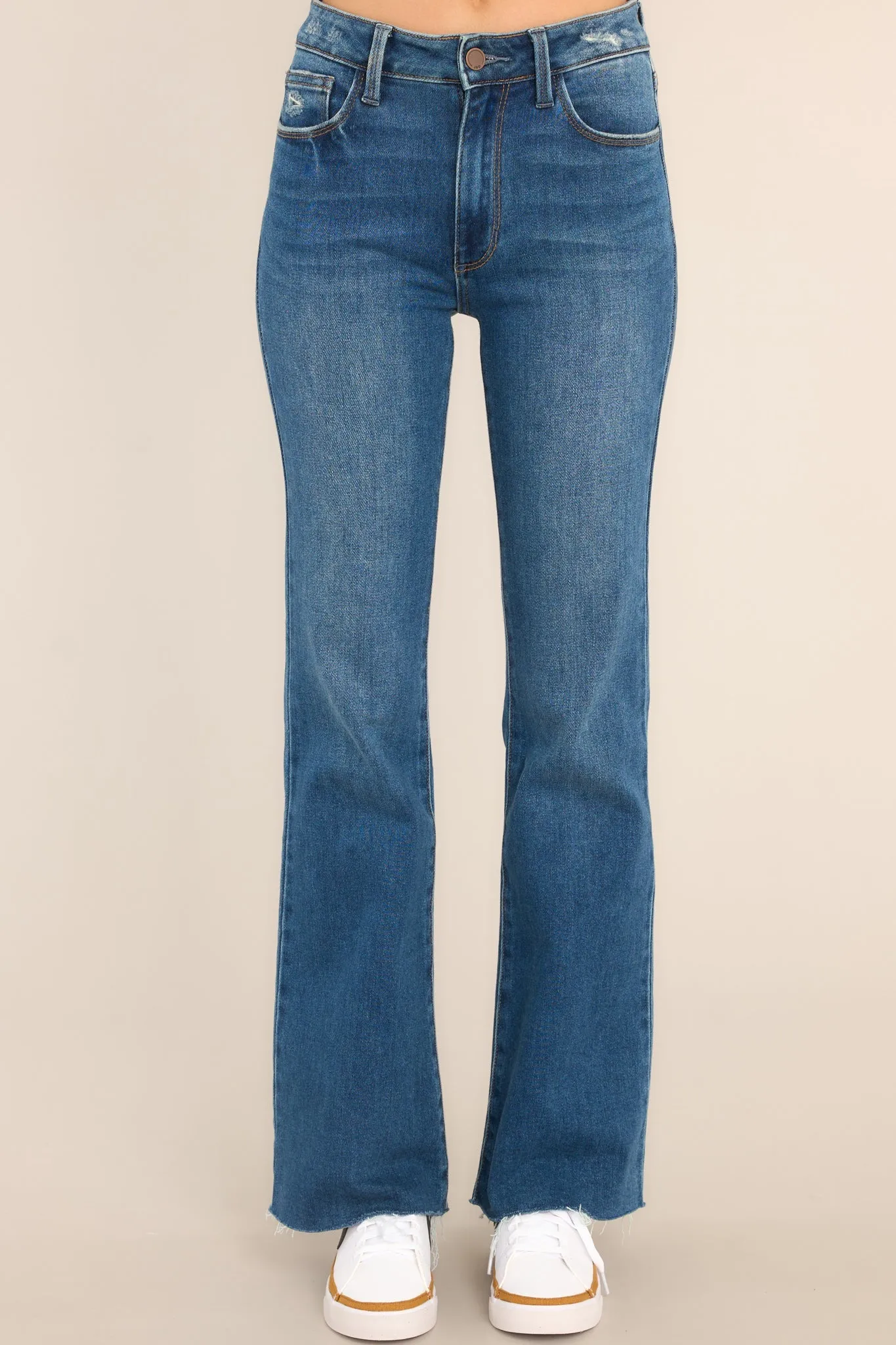 All By Myself Dark Wash Stretch Crop Flare Jeans