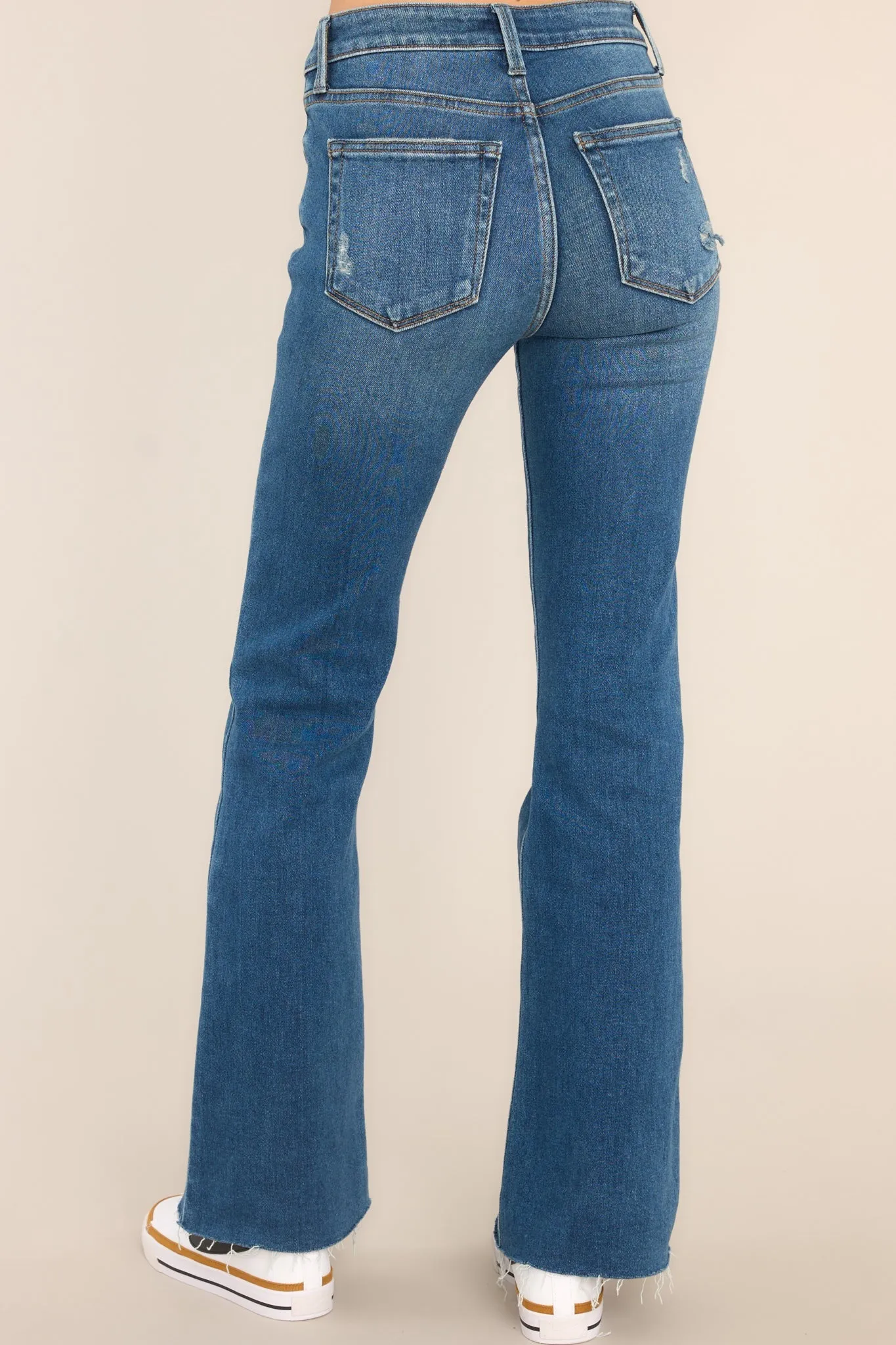 All By Myself Dark Wash Stretch Crop Flare Jeans