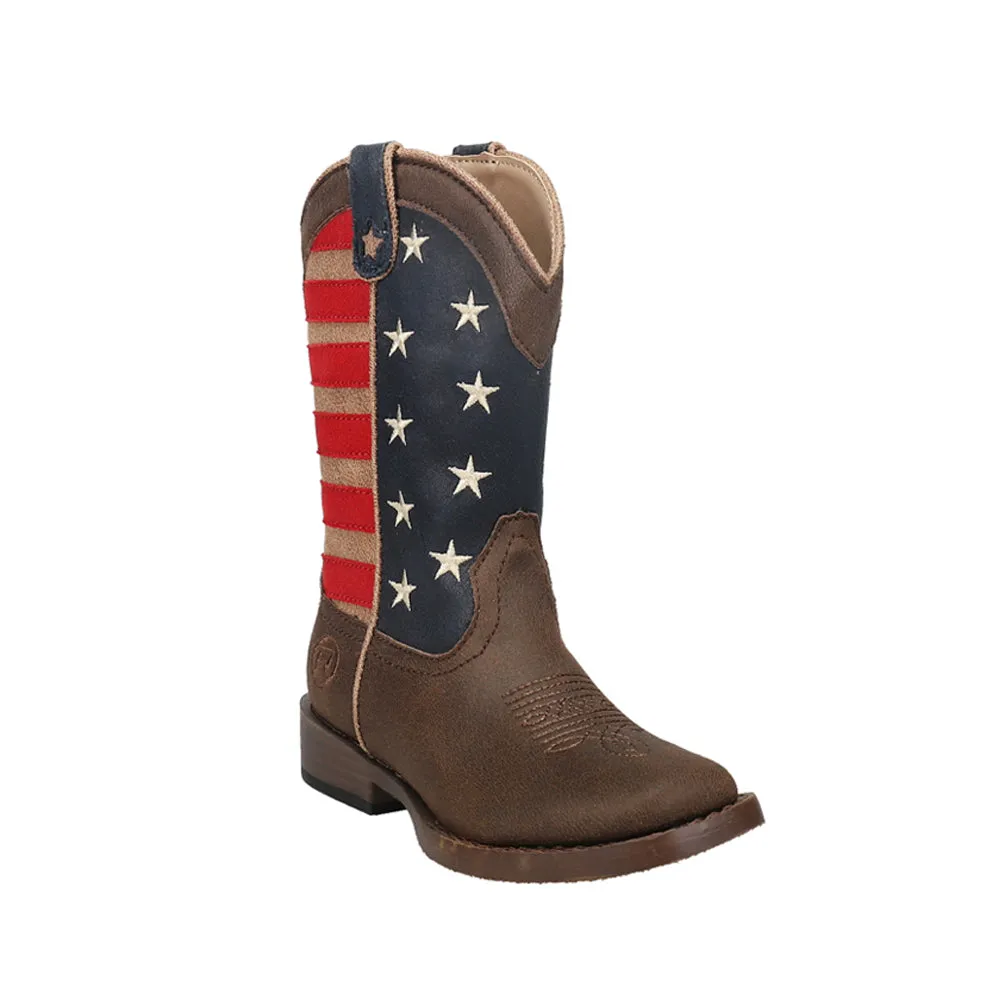 American Patriotic Square Toe Cowboy Boots (Little Kid)