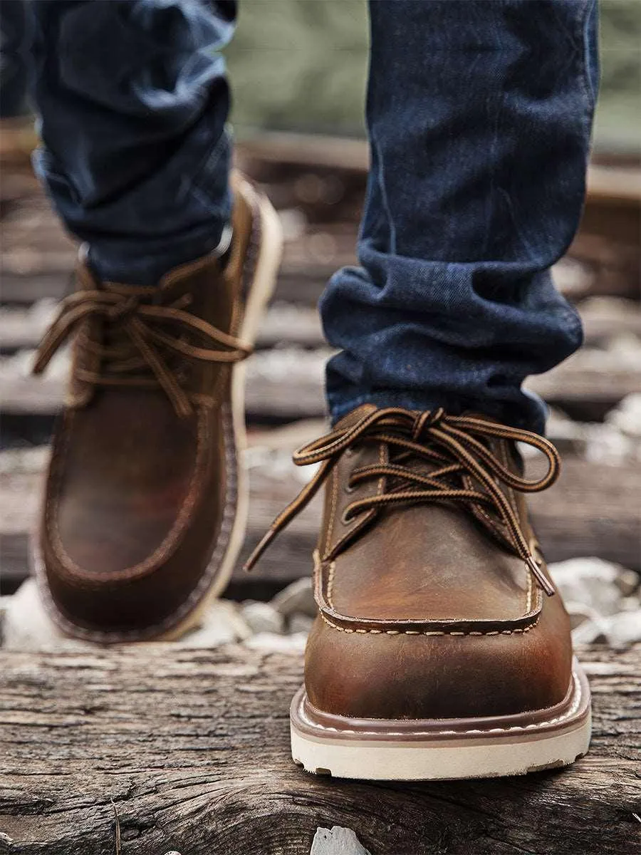 American Retro Cowhide Vamp Boat Shoes