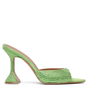 Amina Muaddi Caroline 95 green crystal mules