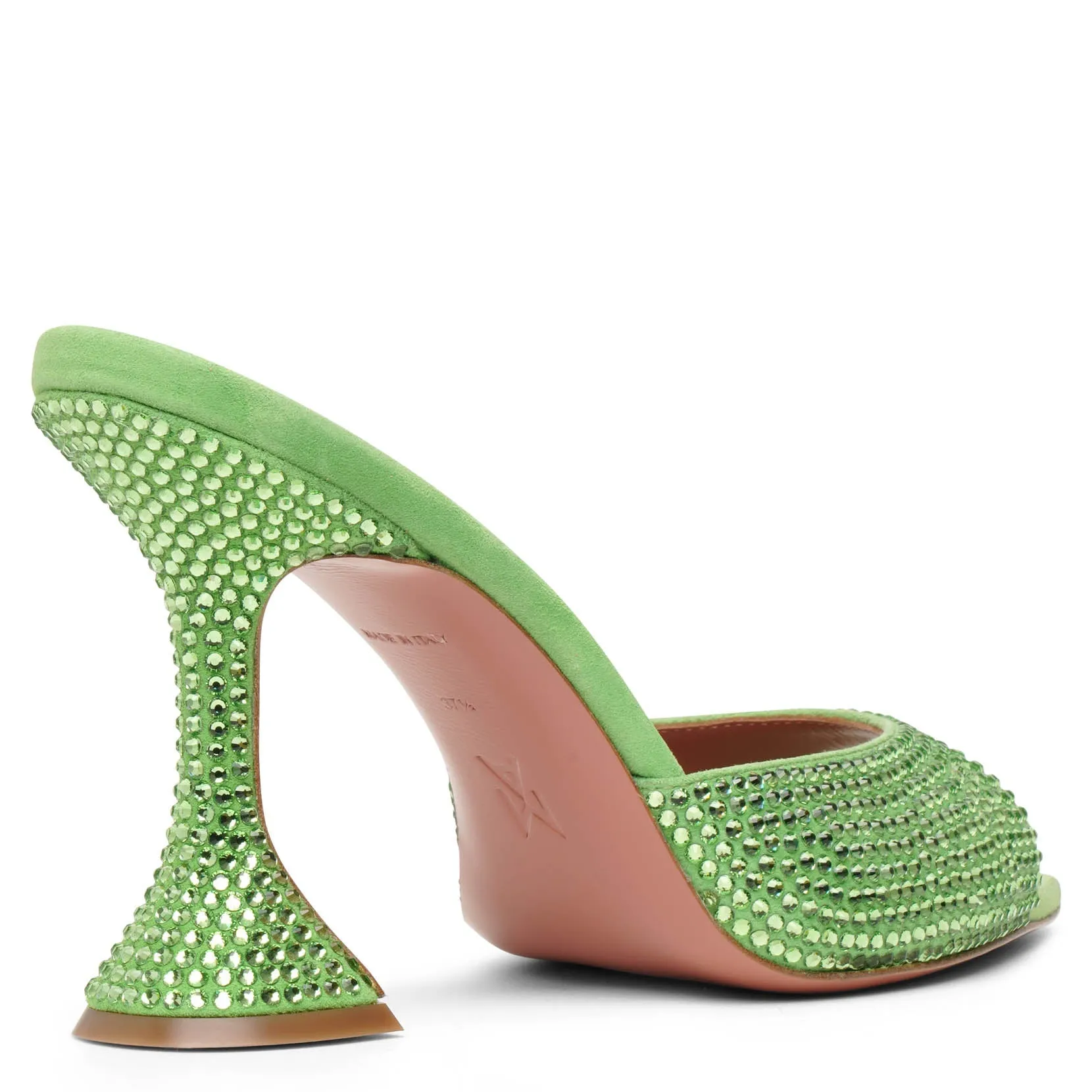 Amina Muaddi Caroline 95 green crystal mules