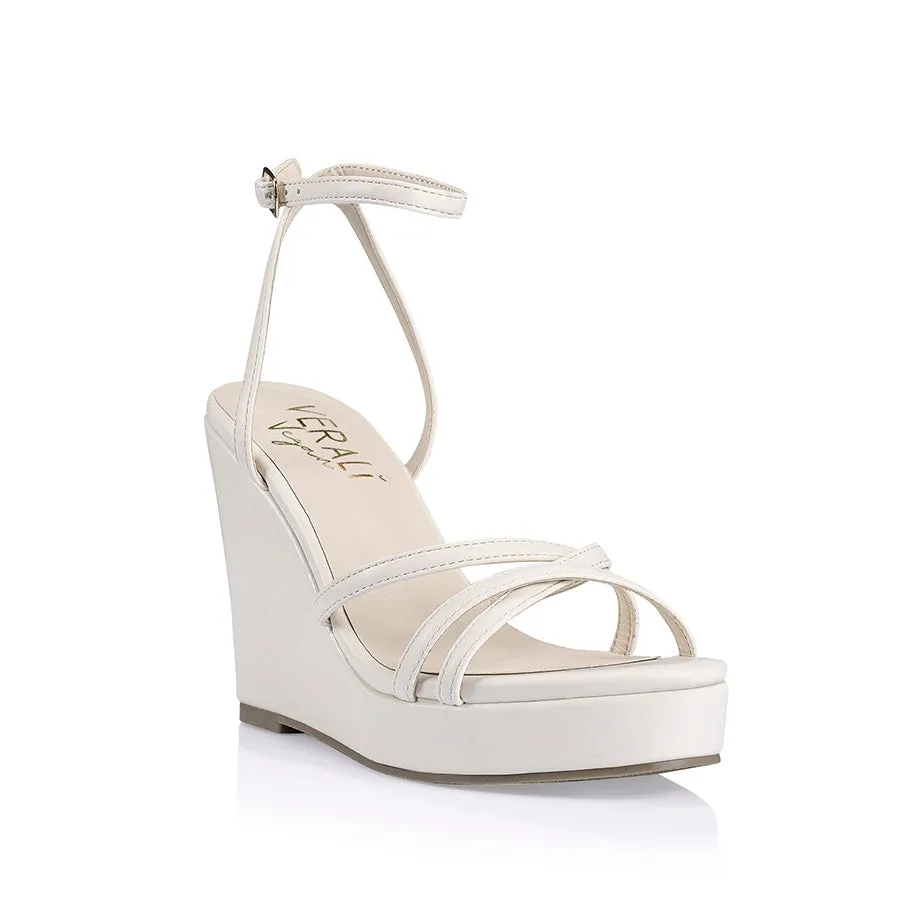 Amore Strappy Wedges  - Bone Smooth