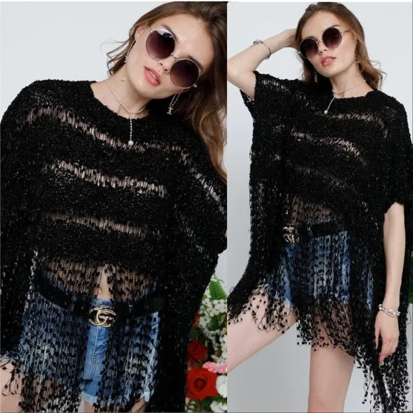 Black Fringe Top - Angela - Women's Fashion