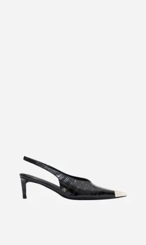  Anine Bing      Nina Heels With Metal Toe Cap - Black Embossed 