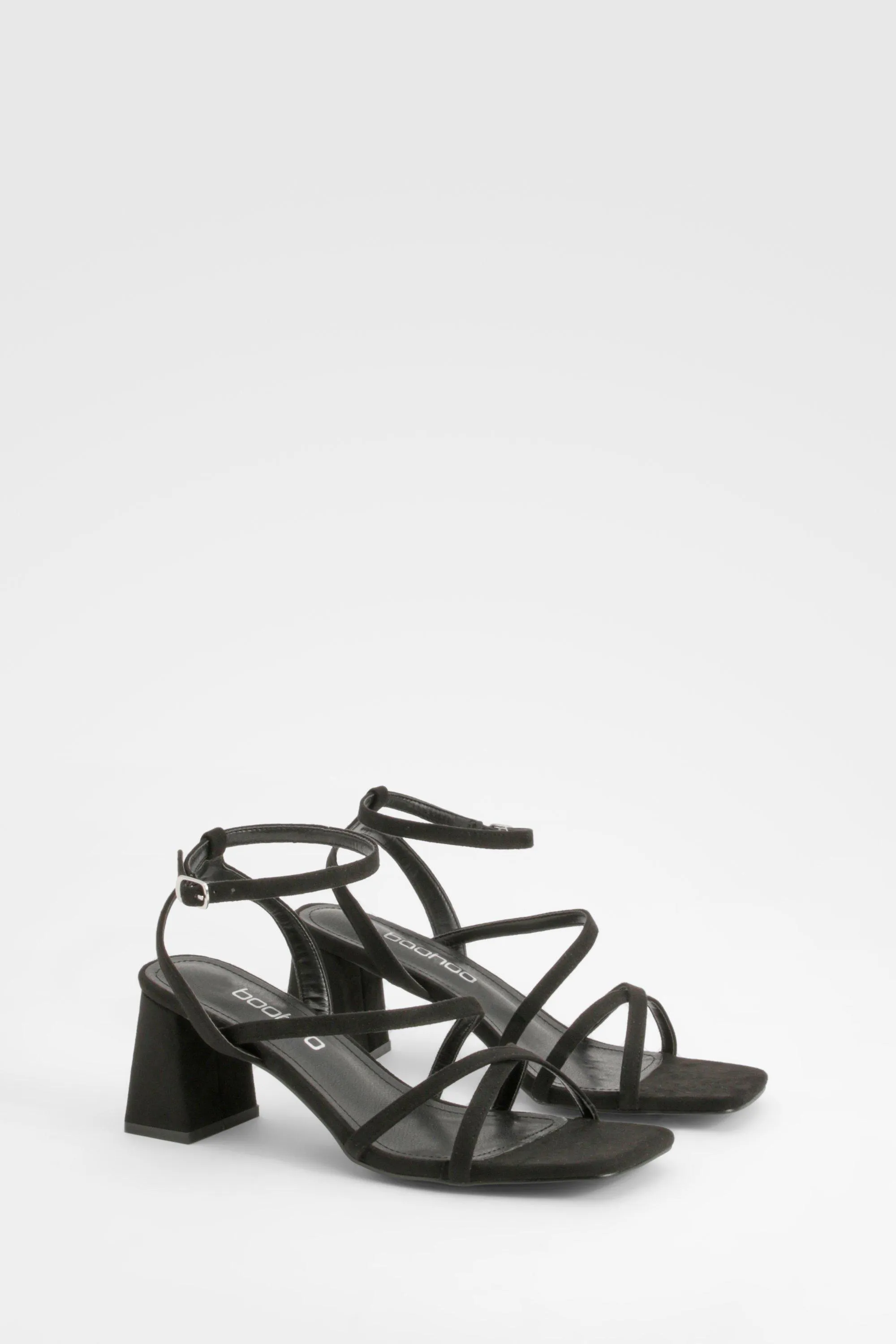 Asymmetric Strappy Low Block Heels