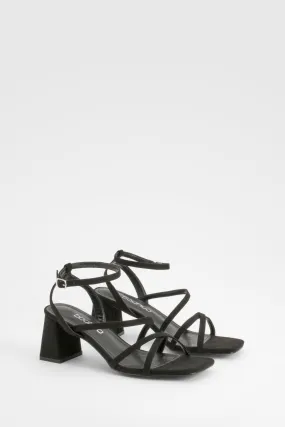 Asymmetric Strappy Low Block Heels