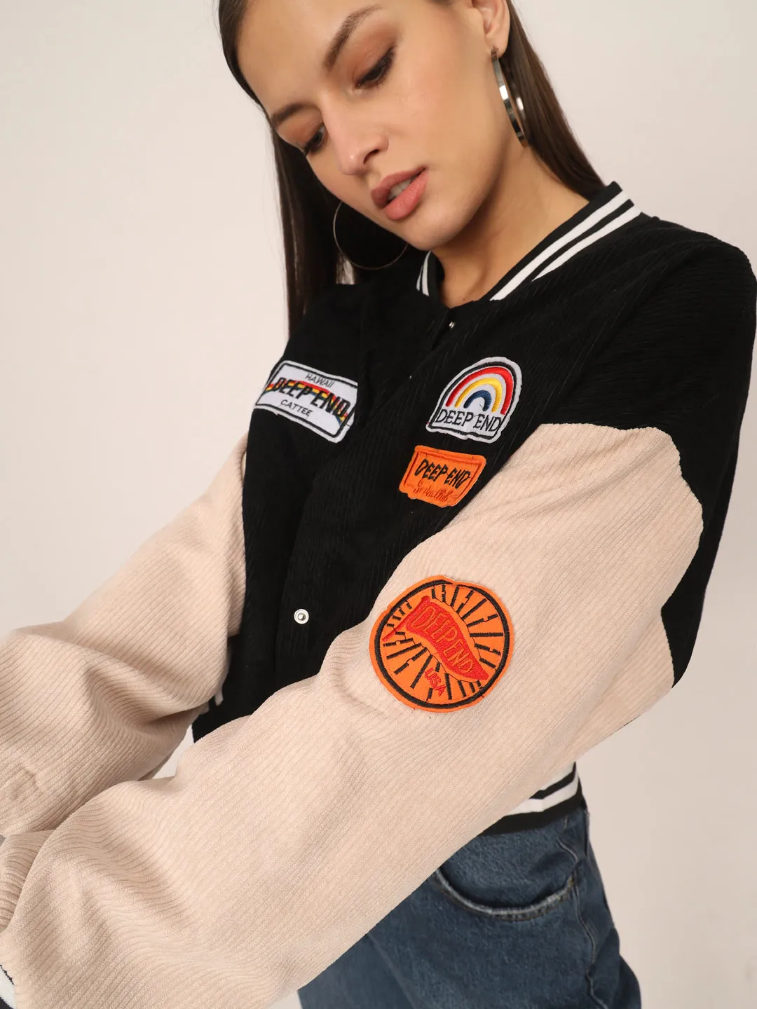 Baggy Varsity Jacket-Black