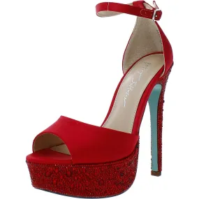 Women's Satin Rhinestone Platform Heels