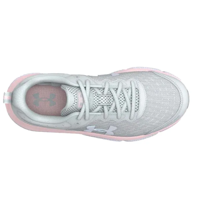 Big Girl Under Armour Assert 10 in Halo Gray/Pink Sugar/Iridescent