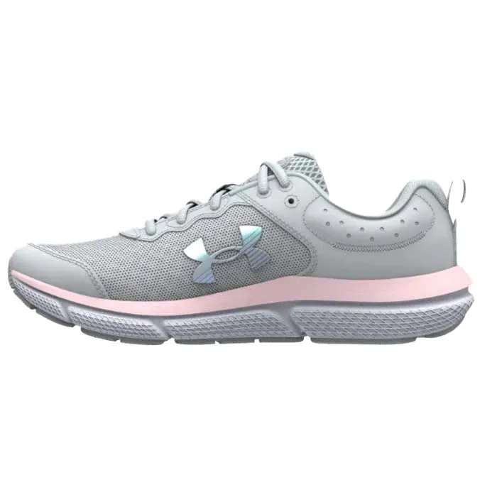 Big Girl Under Armour Assert 10 in Halo Gray/Pink Sugar/Iridescent