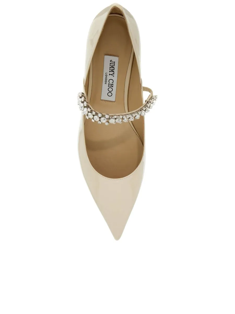 Bing Flat Pumps in Neutral with Crystal Strap