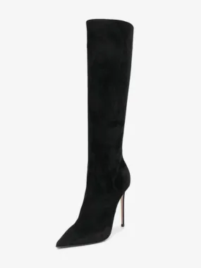 Women's Stylish Suede Knee-High Boots with Pointed Toe