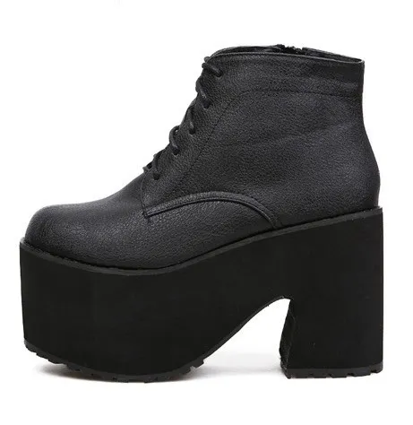 Black Chunky Heel Boots