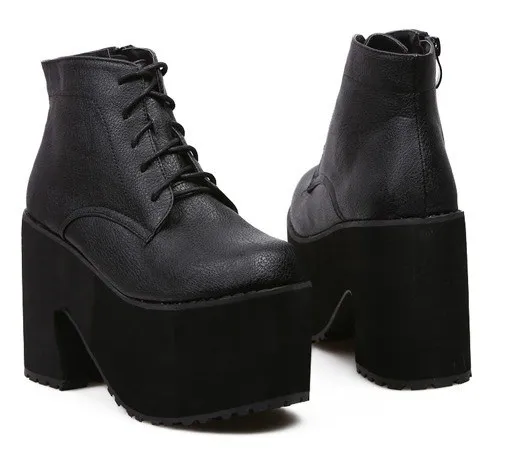 Black Chunky Heel Boots