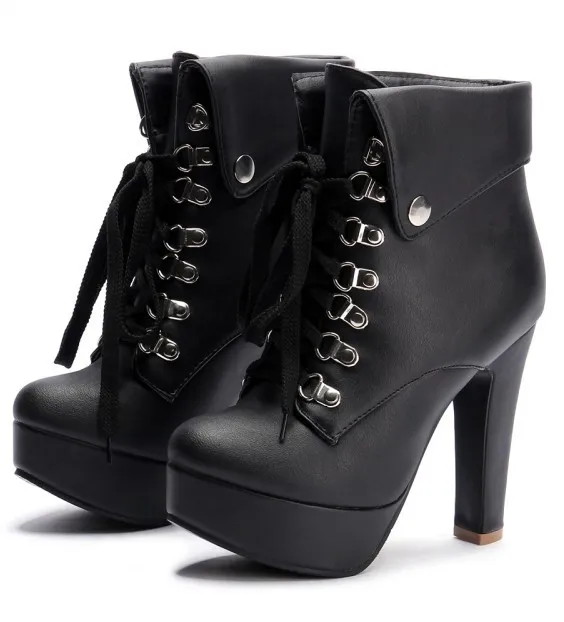 Black Lolita High Heels Platforms Boots