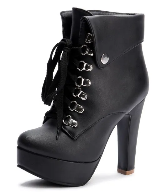 Black Lolita High Heels Platforms Boots