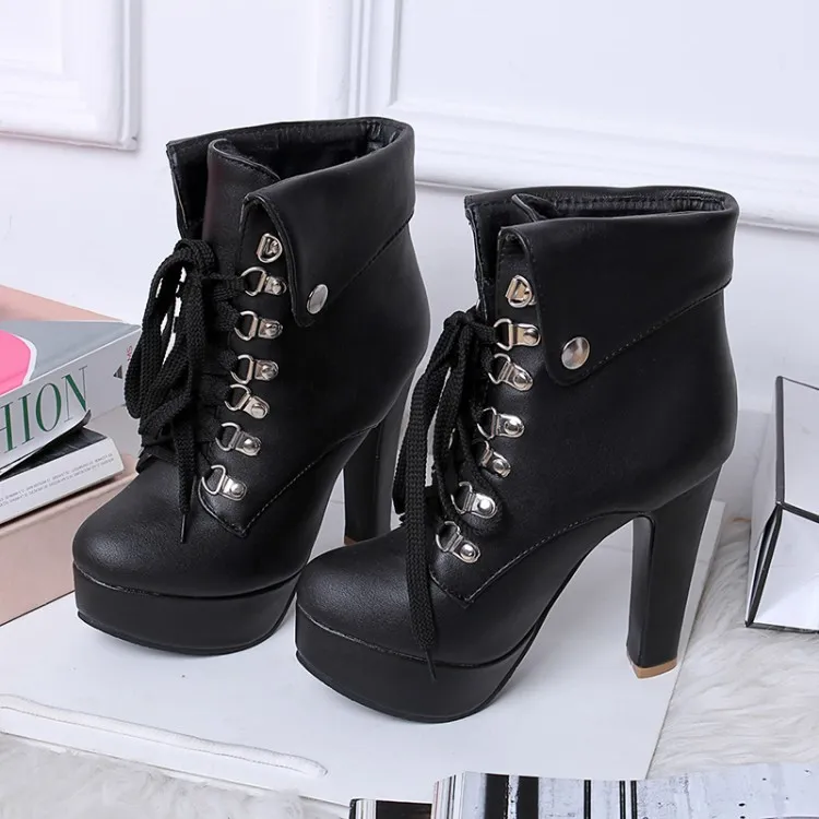 Black Lolita High Heels Platforms Boots