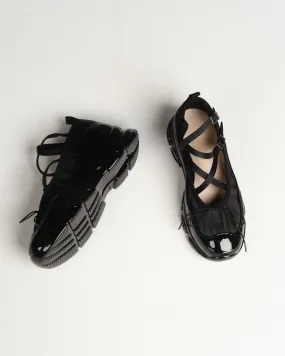 Black Low Trek Ballerina Shoes