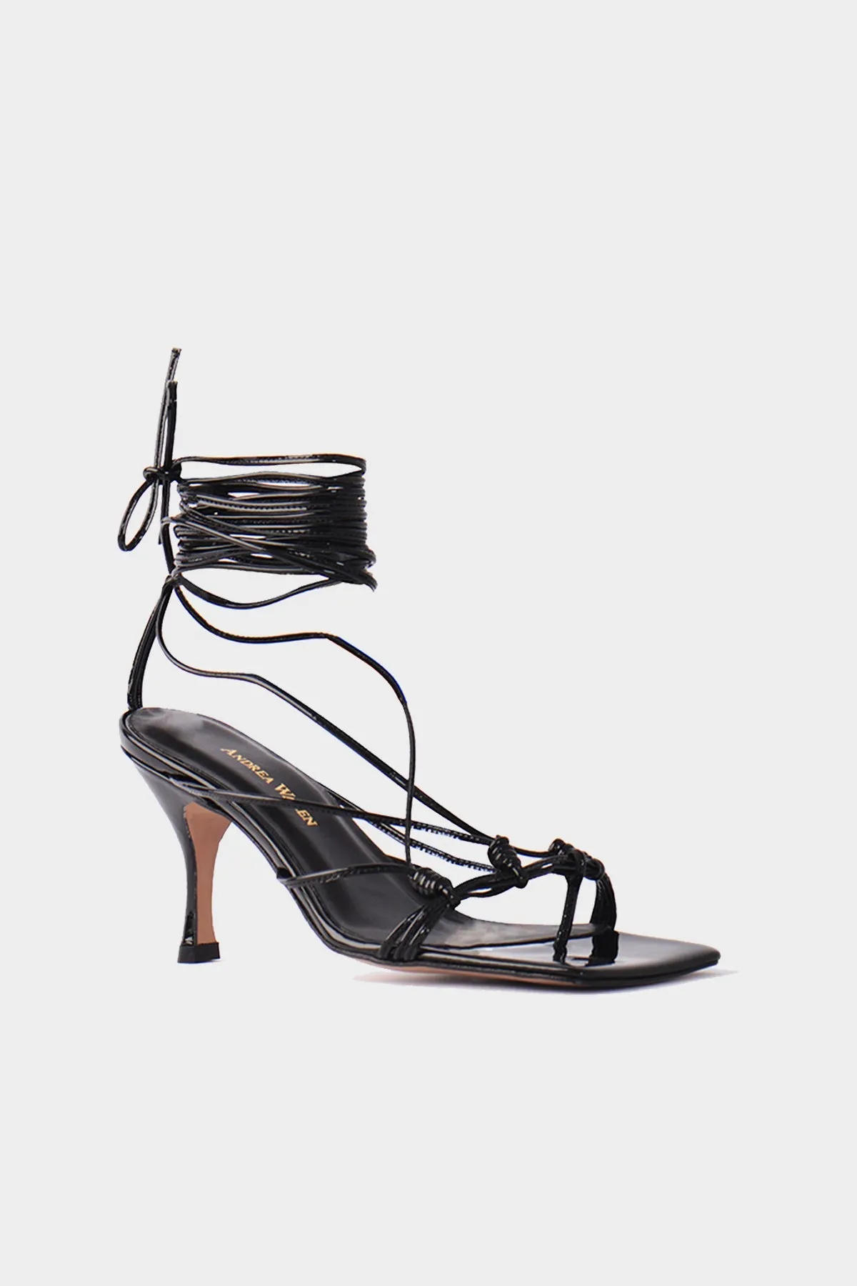 Black Patent Flat Sandals - Mandaloun