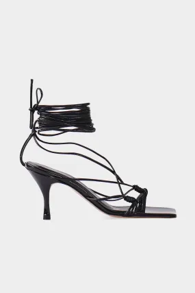 Black Patent Flat Sandals - Mandaloun