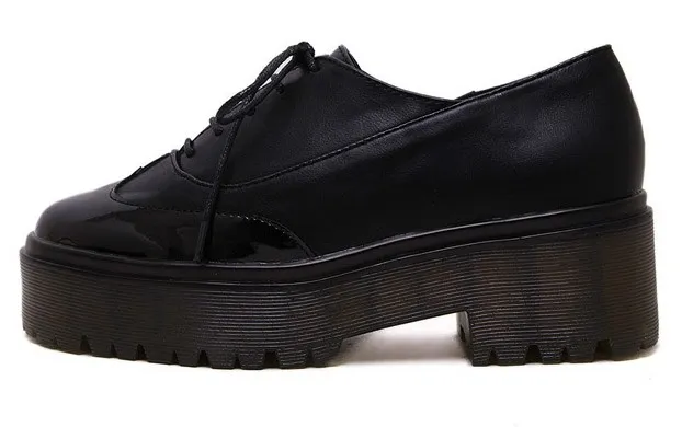 Black Patent Leather Platforms Oxfords