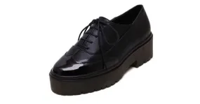 Black Patent Leather Platforms Oxfords