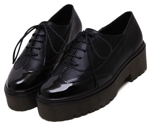 Black Patent Leather Platforms Oxfords