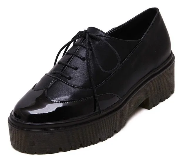 Black Patent Leather Platforms Oxfords