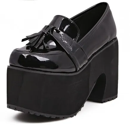 Black Patent Tassel Chunky Platforms Punk Rock Creepers