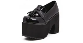 Black Patent Tassel Chunky Platforms Punk Rock Creepers