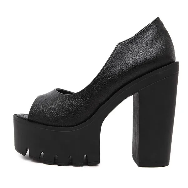 Black Peep Toe High Heel Punk Rock Lolita Platforms