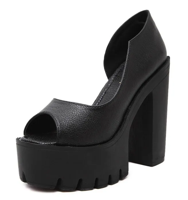 Black Peep Toe High Heel Punk Rock Lolita Platforms