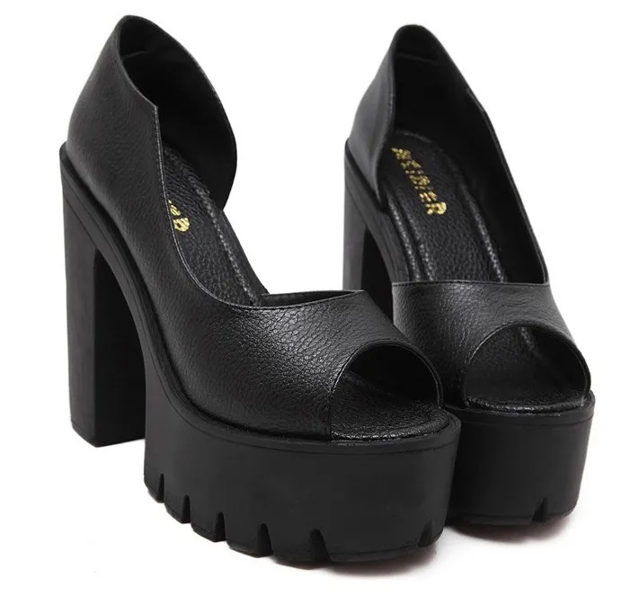 Black Peep Toe High Heel Punk Rock Lolita Platforms