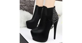 Metal Studs Stiletto High Heels Ankle Boots Platforms