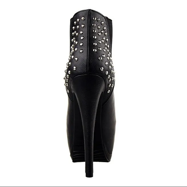 Metal Studs Stiletto High Heels Ankle Boots Platforms